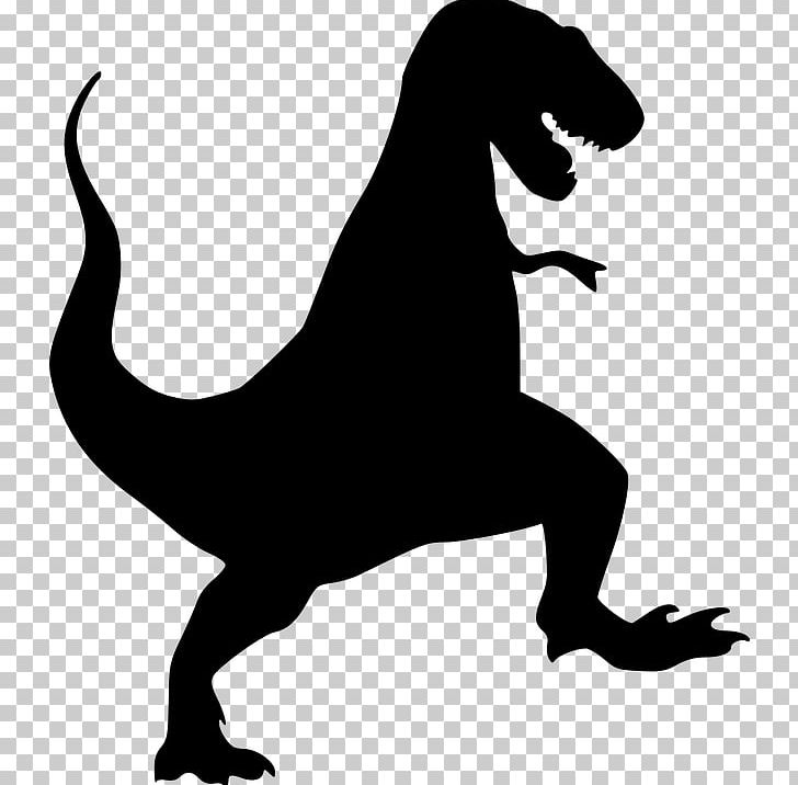 Tyrannosaurus Dinosaur Silhouette Velociraptor PNG, Clipart, Art, Black And White, Dinosaur, Drawing, Fantasy Free PNG Download