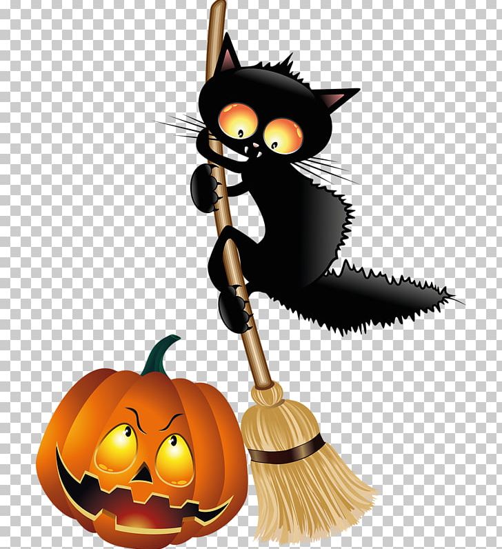 Halloween Black Cat Jack-o'-lantern PNG, Clipart, Black, Broom, Calabaza, Carnivoran, Cartoon Free PNG Download
