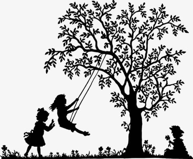 Black And White Tree Swing Kids PNG, Clipart, Action, Black, Black Clipart, Black Color, Branch Free PNG Download