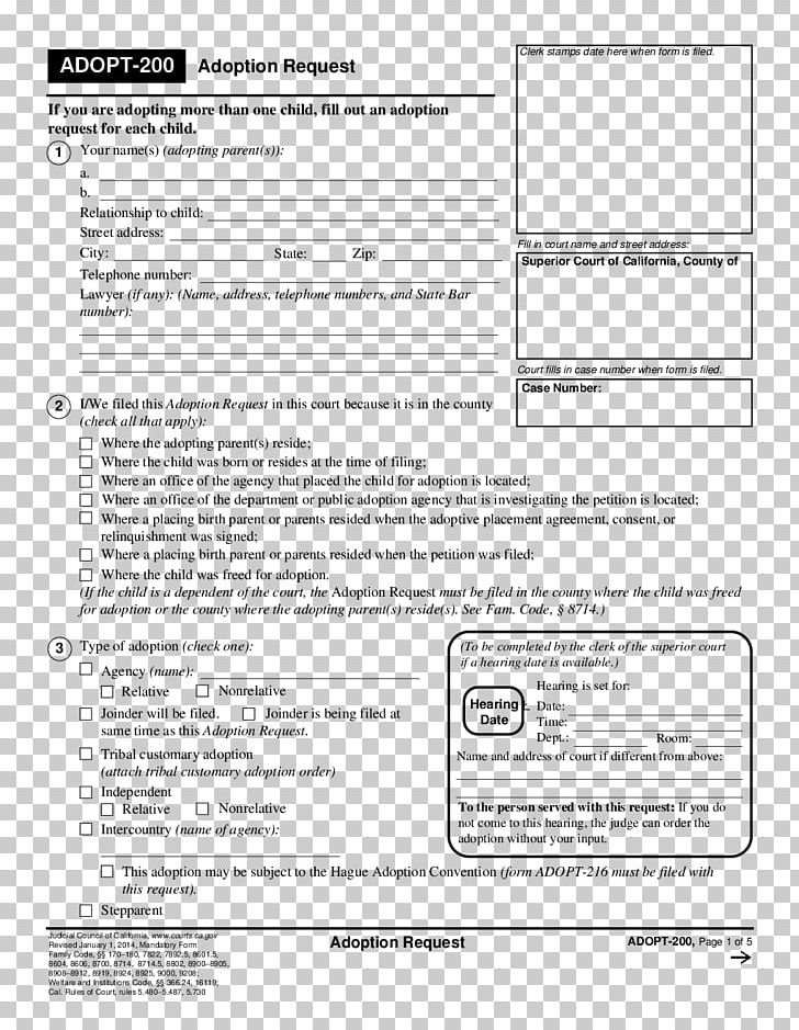 California Document Form Adoption Law PNG, Clipart, Adoption, Area, Black And White, California, Consent Free PNG Download