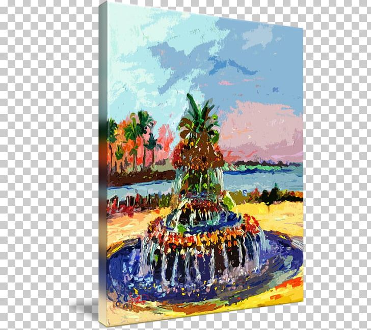 Pineapple Fountain Canvas Print Art Oil Painting Reproduction PNG, Clipart, Art, Artwork, Canvas, Canvas Print, Charleston Free PNG Download