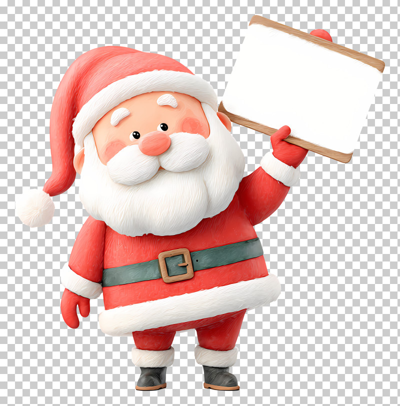 Santa Claus Holding Promotional Sign - Cute Santa Holding Sign PNG