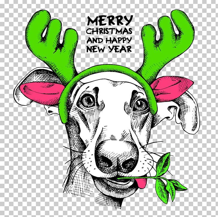 Reindeer Santa Claus Dog Christmas Illustration PNG, Clipart, Animation, Antler, Art, Cartoon, Christmas Free PNG Download