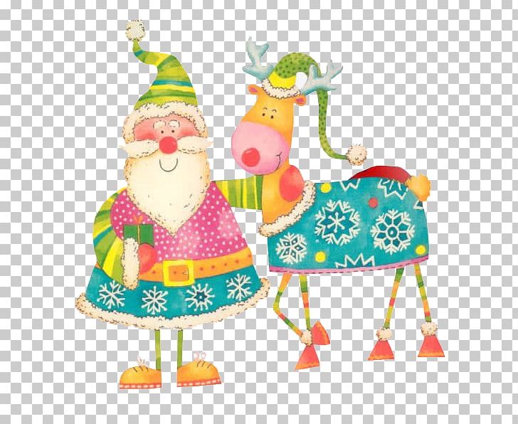 Rudolph Reindeer Santa Claus Christmas Tree PNG, Clipart, Art, Cartoon, Cartoon Reindeer, Cartoon Santa Claus, Christmas Free PNG Download