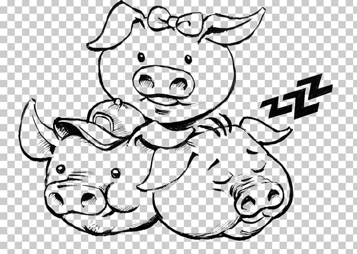 The Three Little Pigs Domestic Pig Drawing PNG, Clipart, Animals, Black And White, Cartoon, Child, Coloring Book Free PNG Download