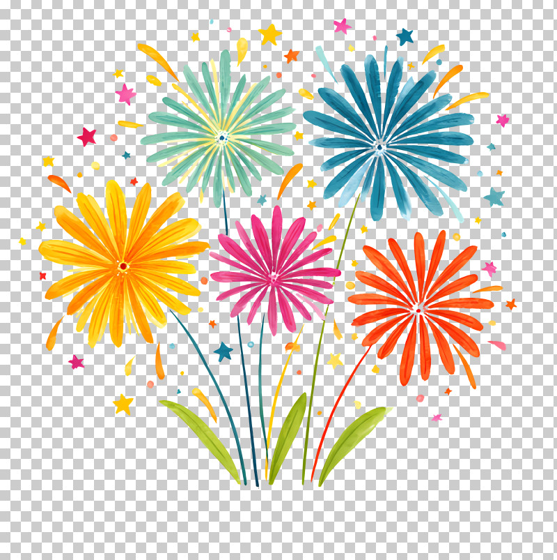Celebration Fireworks - Bright Colorful Flower Bouquet PNG