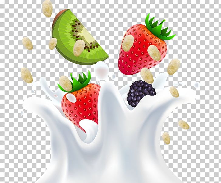 Strawberry Milk Kiwifruit PNG, Clipart, Apple Fruit, Cows Milk, Creativity, Dancing, Designer Free PNG Download