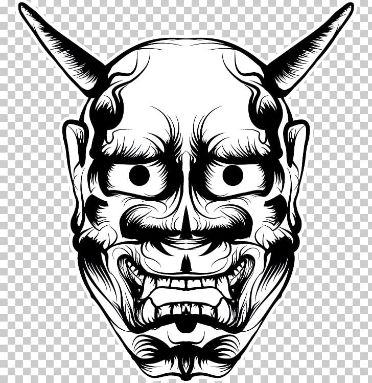 Drawing Hannya Art Mask PNG, Clipart, Art, Black And White, Bone, Demon, Drawing Free PNG Download