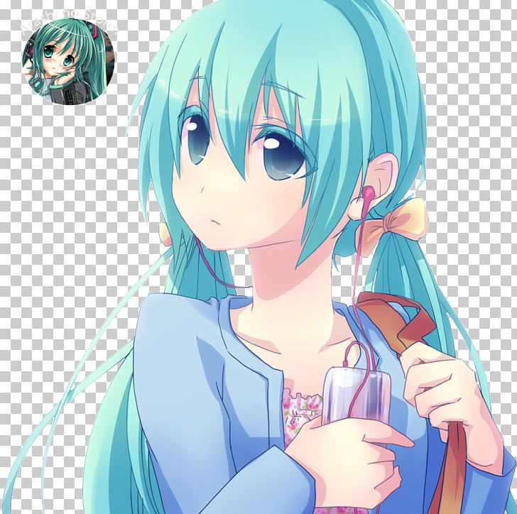 Blue Hair Hatsune Miku Pigtail Anime Drawing Png Clipart
