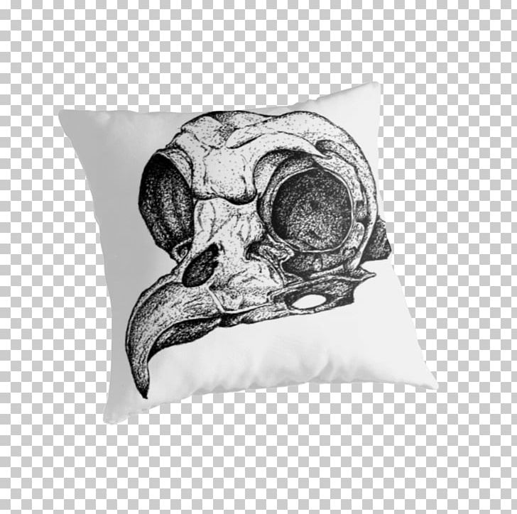 Cushion Throw Pillows Drawing Skull PNG, Clipart, Black And White, Bone, Cushion, Dotwork, Drawing Free PNG Download