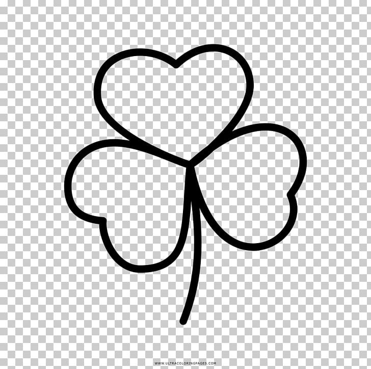 Four-leaf Clover Drawing Coloring Book PNG, Clipart, Area, Black And White, Circle, Clover, Color Free PNG Download