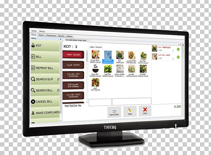 Computer Monitors Computer Software Point Of Sale Restaurant Management Software Touchscreen PNG, Clipart, Brand, Computer Monitor Accessory, Display Device, Electronics, Media Free PNG Download