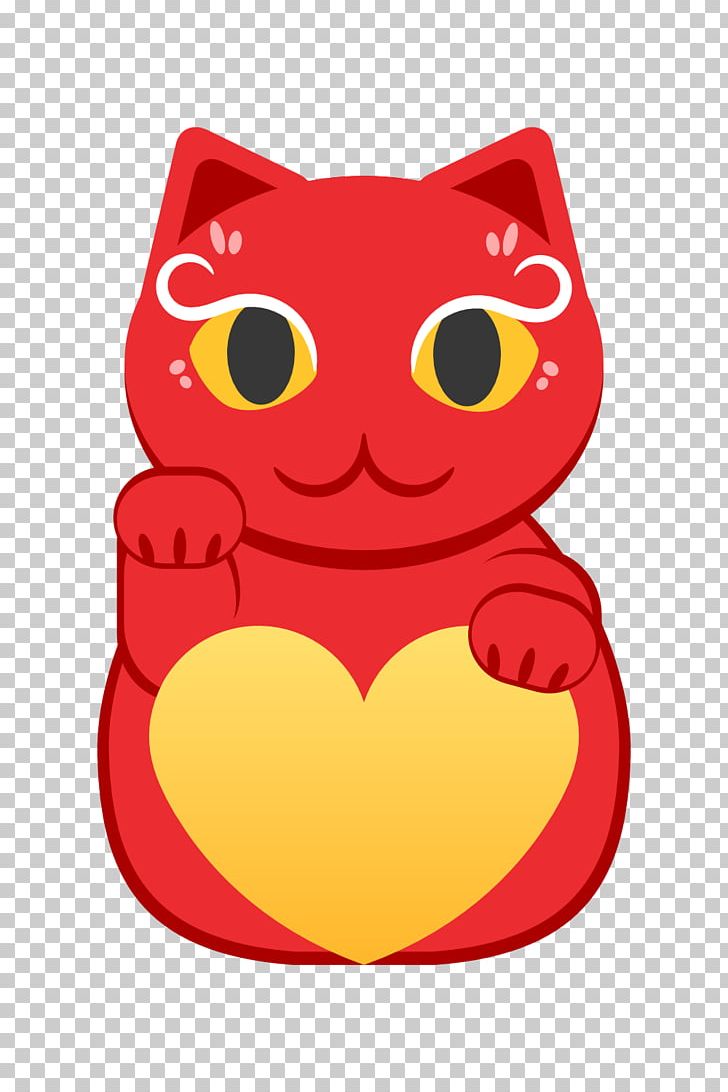 Red And Yellow Lucky Cat With Heart. PNG, Clipart, Black, Blue, Cartoon, Color, Fruit Nut Free PNG Download