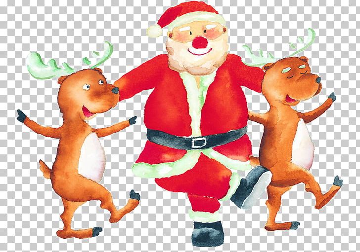 Santa Claus Reindeer Christmas Illustration PNG, Clipart, Cartoon, Christmas Deer, Christmas Elements, Deer, Fictional Character Free PNG Download