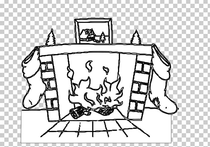 Santa Claus Fireplace Mantel PNG, Clipart, Angle, Area, Artwork, Black, Black And White Free PNG Download