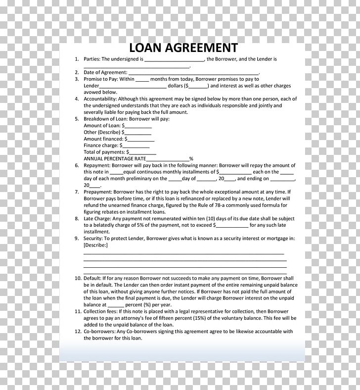 Loan Agreement Contract Mortgage Loan Document PNG, Clipart, Addendum, Area, Contract, Document, Form Free PNG Download
