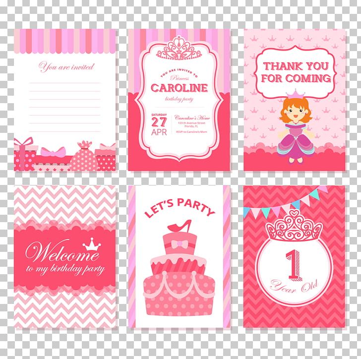 Pink Princess Birthday Cards PNG, Clipart, Birthday Card, Birthday Cards, Business Card, Cake, Candle Free PNG Download