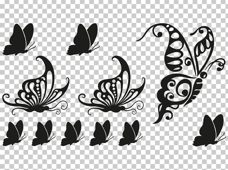 Brush-footed Butterflies Tattoo Butterfly Insect Wall Decal PNG, Clipart, Bedroom, Black, Black And White, Brush Footed Butterfly, Butterfly Free PNG Download