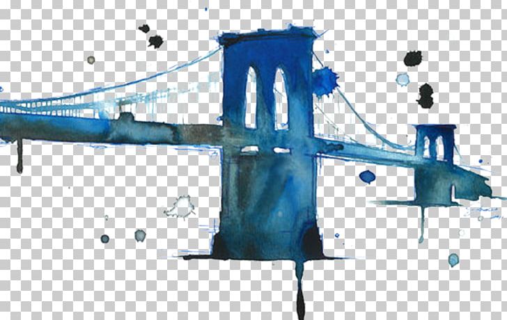 Brooklyn Bridge Watercolor Painting Printing PNG, Clipart, Angle, Aquarene, Art, Blue, Bridge Free PNG Download