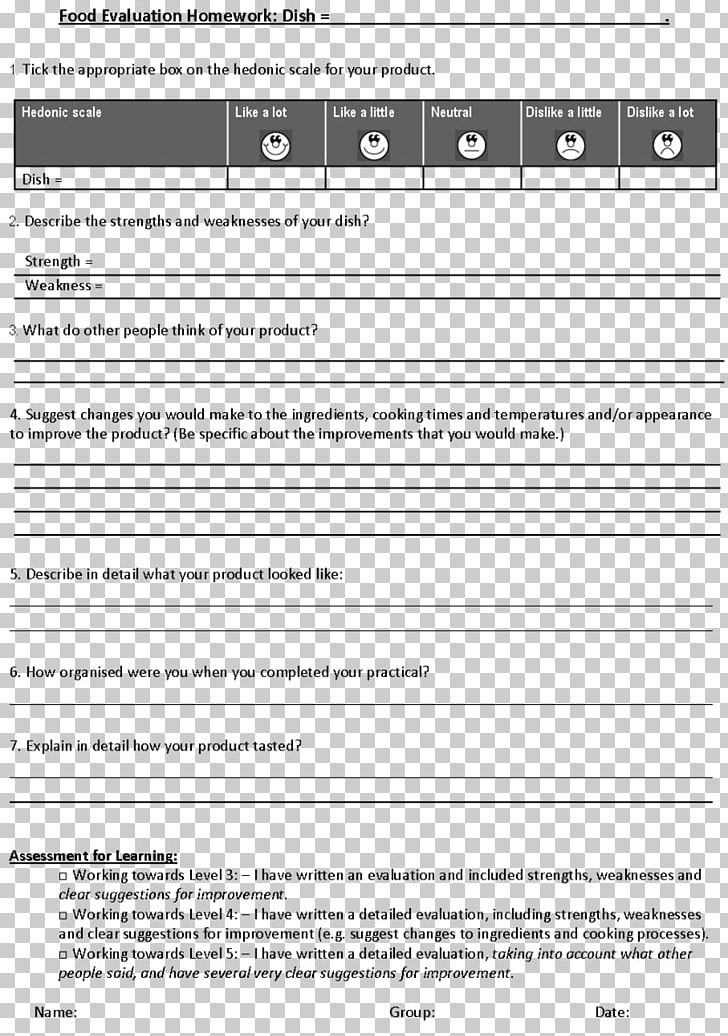 Evaluation Food Cooking Template Essay PNG, Clipart, Angle, Area, Black And White, Brand, Case Study Free PNG Download