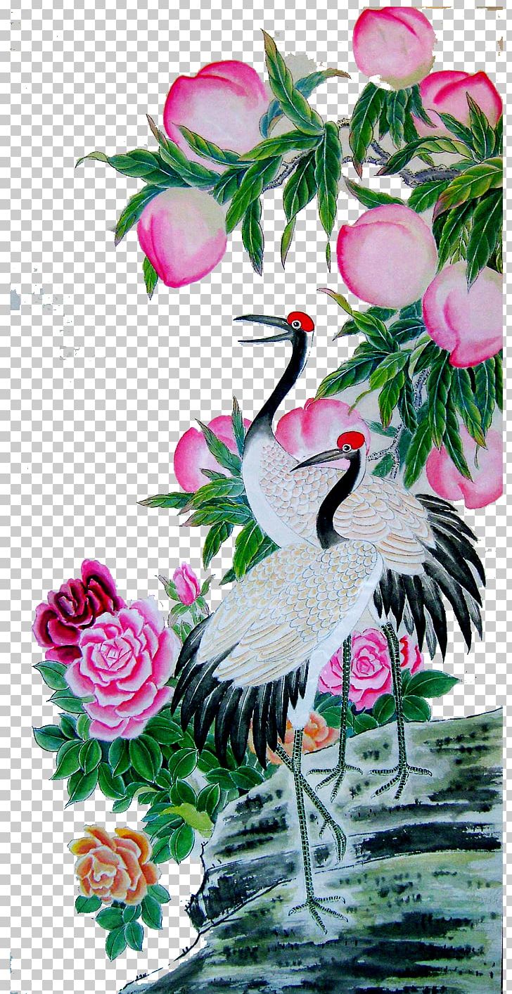 Water Bird Painting Floral Design Feng Shui PNG, Clipart, Auglis, Beak, Bird, Branch, Chinese Style Free PNG Download