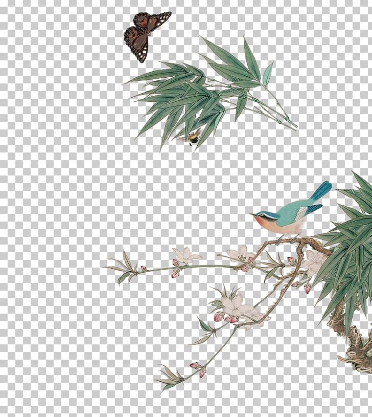 Bamboo Bird-and-flower Painting PNG, Clipart, Bamboo, Beak, Bird, Birdandflower Painting, Branch Free PNG Download
