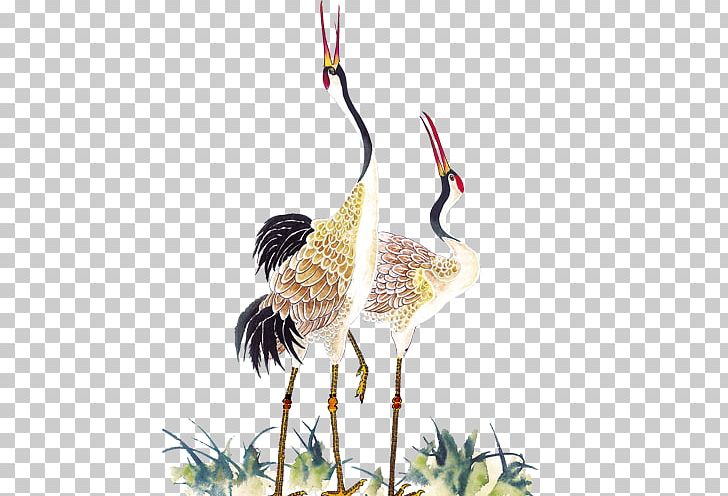Red-crowned Crane Chinese Calligraphy Painting PNG, Clipart, Beak, Bird, Calligraphy, Chinese, Chinese Painting Free PNG Download