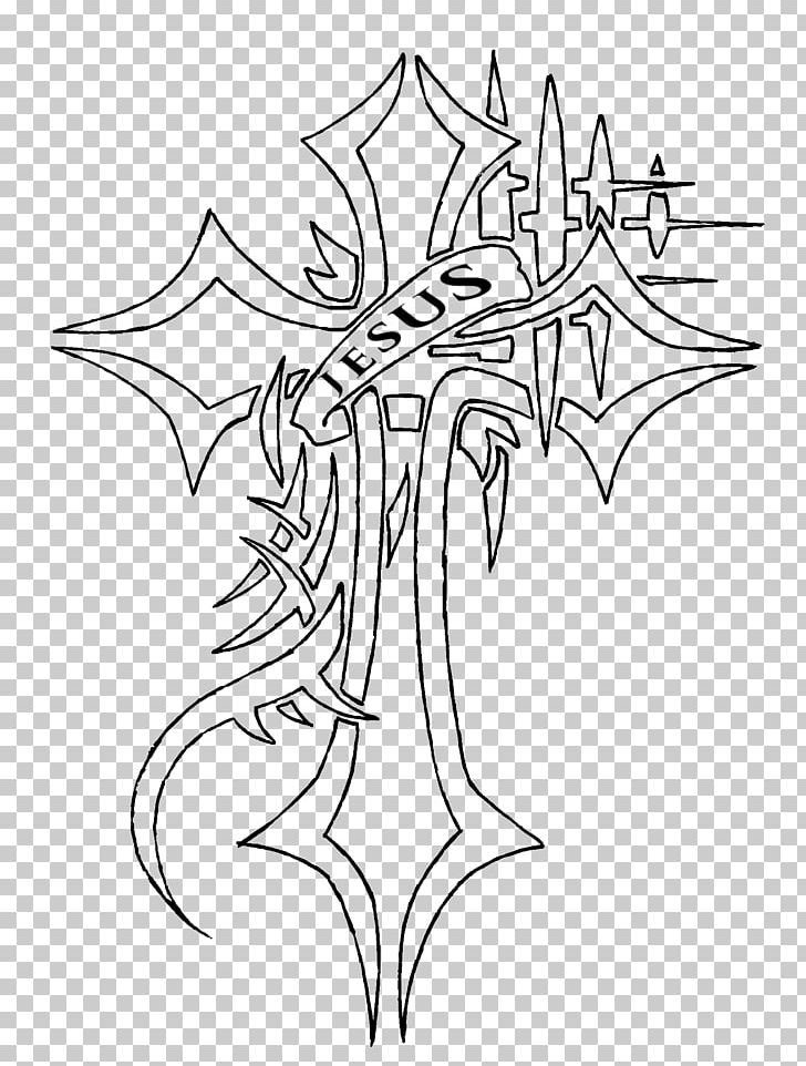 Tattoo Christian Cross Drawing PNG, Clipart, Black And White, Branch, Christian Cross, Coloring Book, Cross Free PNG Download