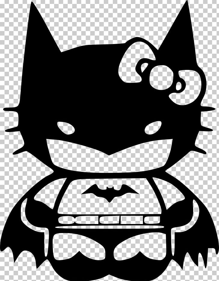 Hello Kitty Batman Batgirl Decal Sticker PNG, Clipart, Animals, Artwork, Black, Black And White, Bumper Sticker Free PNG Download