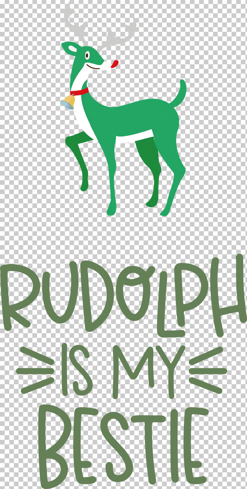 Rudolph Is My Bestie Rudolph Deer PNG, Clipart, Christmas, Deer, Green, Line Art, Logo Free PNG Download