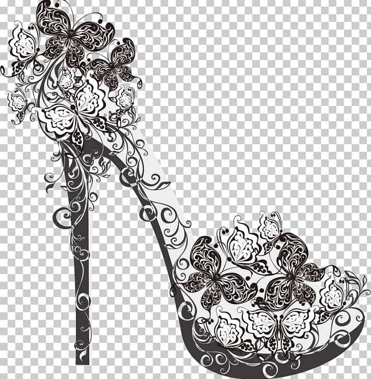 High-heeled Shoe PNG, Clipart, Art, Black And White, Body Jewelry, Flower, Footwear Free PNG Download