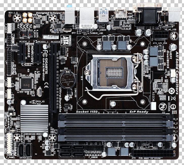 Intel Gigabyte Z97m-ds3h Motherboard Core I7/i5/i3 Lga1150 Z97 Express Chipset Micro Atx Raid Gigabit Lan (integrated Graphics) LGA 1150 Gigabyte Technology PNG, Clipart, Atx, Central Processing Unit, Computer, Computer Hardware, Electronic Device Free PNG Download