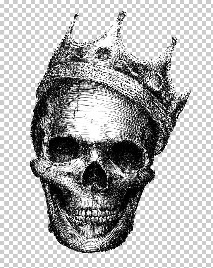 Human Skull Symbolism Drawing Crown Skeleton PNG, Clipart, Art, Black And White, Bone, Crown, Crown Tattoo Free PNG Download