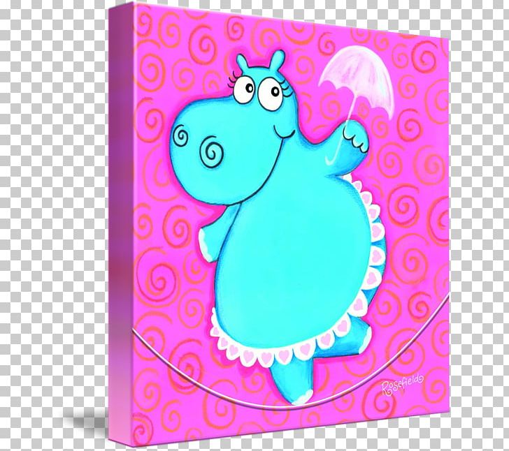 Gallery Wrap Hippopotamus Canvas Turquoise Printmaking PNG, Clipart, Animated Cartoon, Art, Canvas, Circus, Circus Frame Free PNG Download