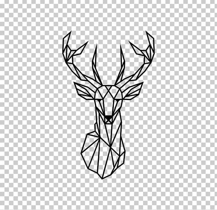 Reindeer Wall Decal Geometry Antler PNG, Clipart, Animal, Antler, Artwork, Black And White, Decal Free PNG Download