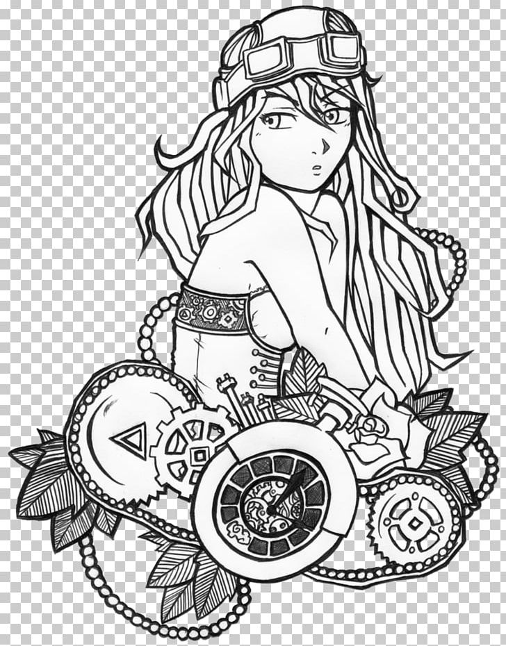 Steampunk Line Art Drawing Science Fiction PNG, Clipart, Arm, Art, Artwork, Black And White, Color Free PNG Download