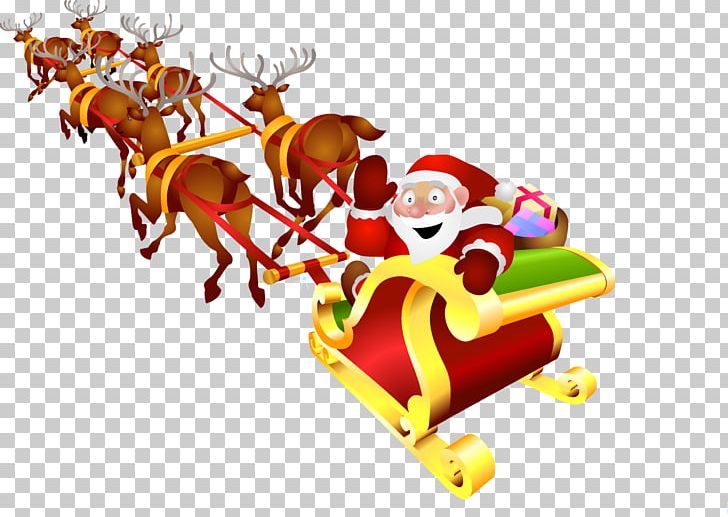 Santa Claus Rudolph Sled Christmas Reindeer PNG, Clipart, Animals, Art, Christmas Decoration, Christmas Deer, Christmas Ornament Free PNG Download