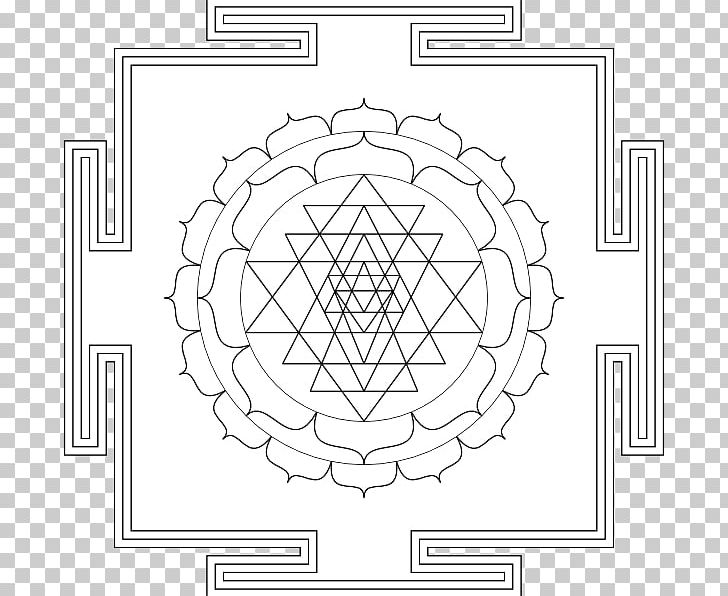 Sri Yantra Symbol Bindu PNG, Clipart, Angle, Area, Bindu, Black And White, Chakra Free PNG Download