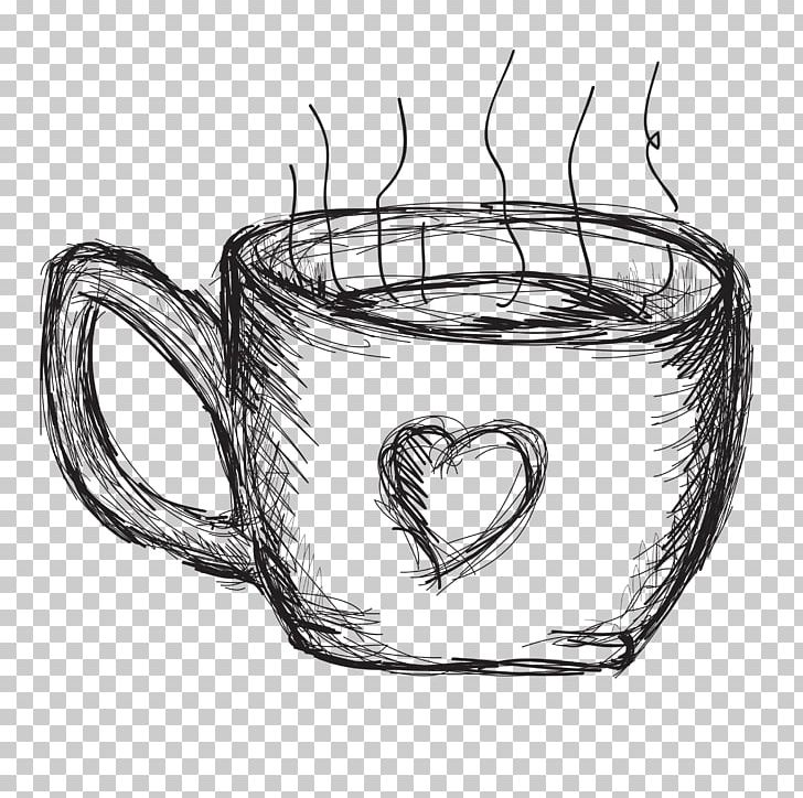 Coffee Cup Mug Tableware PNG, Clipart, Black And White, Coffee Cup, Cup, Drawing, Drinkware Free PNG Download