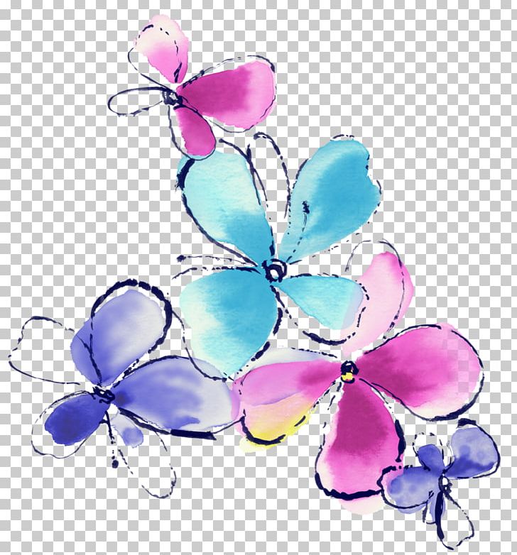 Watercolor Painting Butterfly Flower PNG, Clipart, Art, Blue, Butterfly, Butterfly Flower, Drawing Free PNG Download