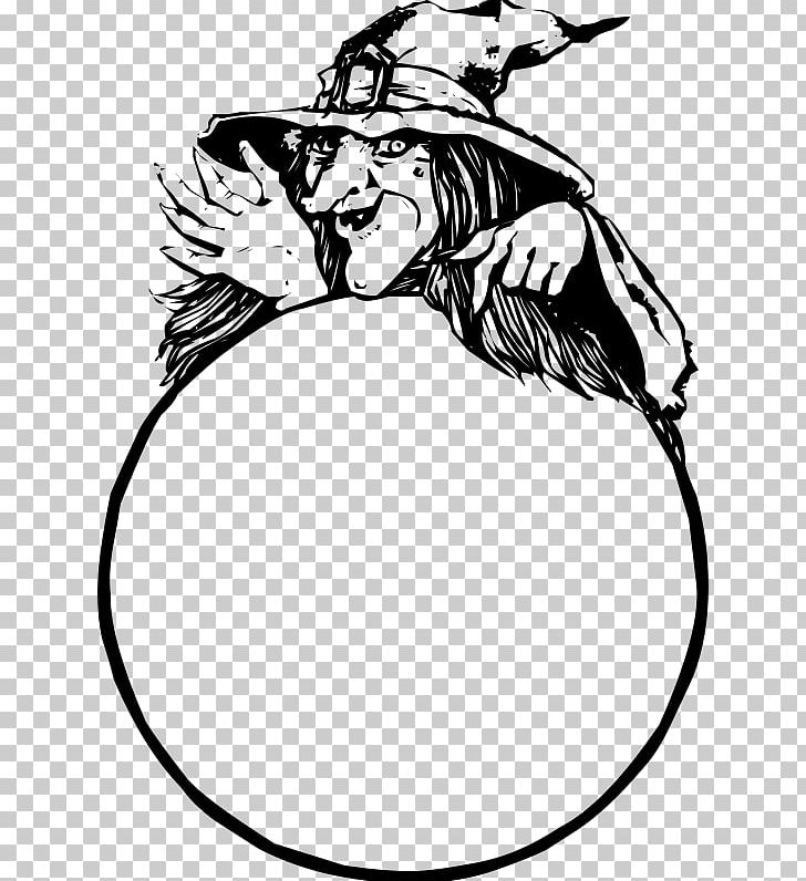 Crystal Ball Witchcraft Drawing PNG, Clipart, Artwork, Beak, Black, Black And White, Carnivoran Free PNG Download