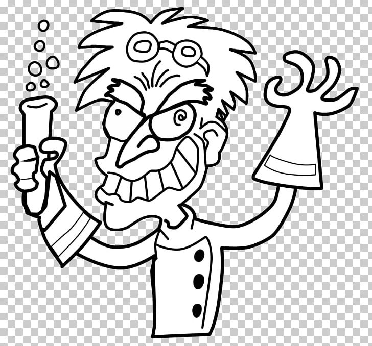 Mad Scientist Black And White Science PNG, Clipart, Art, Black, Cartoon, Child, Color Free PNG Download