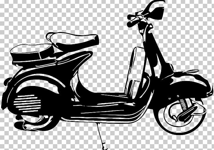 Motorized Scooter Retro Style Monochrome PNG, Clipart, Automotive Design, Black And White, Cars, Interior Design Services, Monochrome Free PNG Download