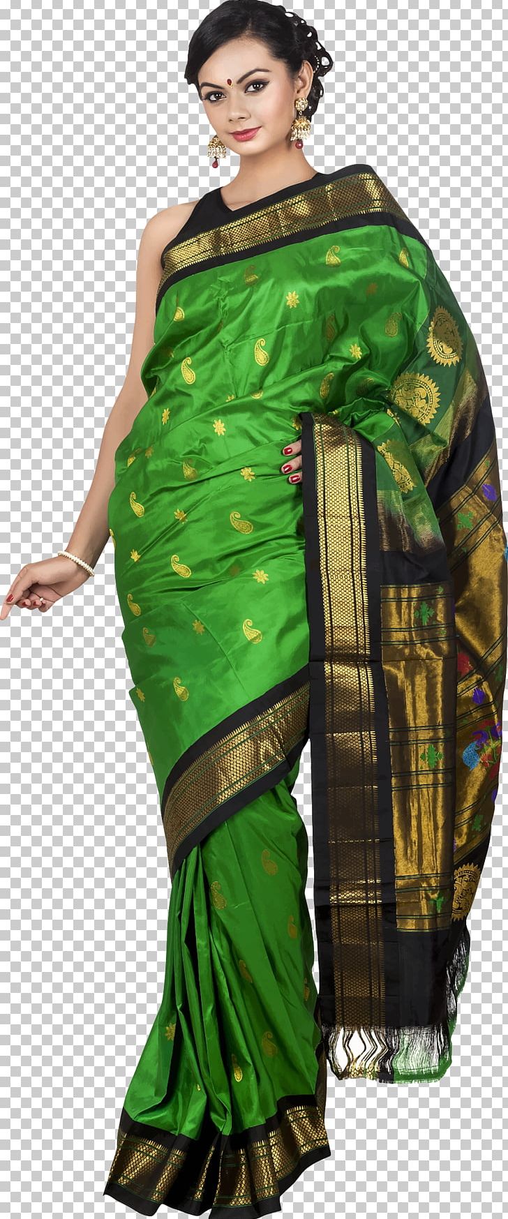 Paithani Wedding Sari Silk PNG, Clipart, Blue, Clothing, Fashion Model, Green, Handloom Saree Free PNG Download