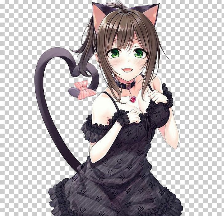 Anime Catgirl Female Manga PNG, Clipart, Anime, Art, Black Hair, Brown Hair, Cartoon Free PNG Download