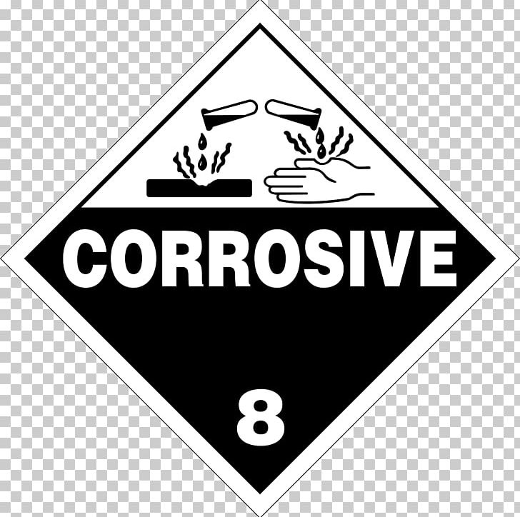 HAZMAT Class 8 Corrosive Substances Dangerous Goods Placard Transport PNG, Clipart, Acid, Area, Black And White, Brand, Combustibility And Flammability Free PNG Download