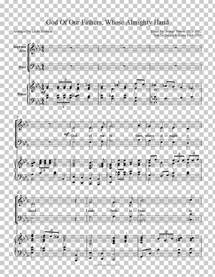 Sheet Music God Of Our Fathers Song Arrangement PNG, Clipart, Angle, Area, Arrangement, Black And White, Diagram Free PNG Download