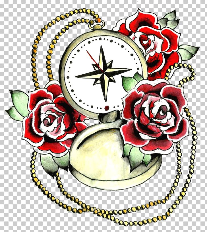 Rose Tattoo Compass Rose PNG, Clipart, Art, Chest, Chest Tattoo, Clock, Compas Free PNG Download