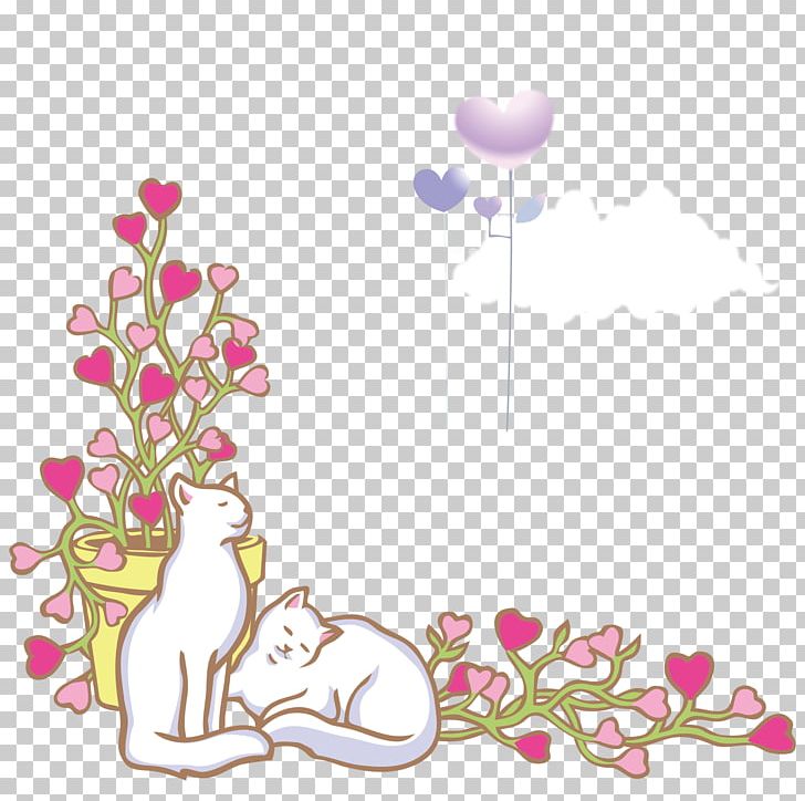 Cat Cartoon Watercolor Painting Illustration PNG, Clipart, Animals, Art, Balloon, Black Cat, Branch Free PNG Download