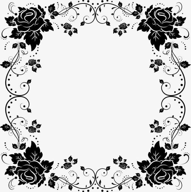 Black Flower Rattan Frame Png Clipart Black Black Clipart